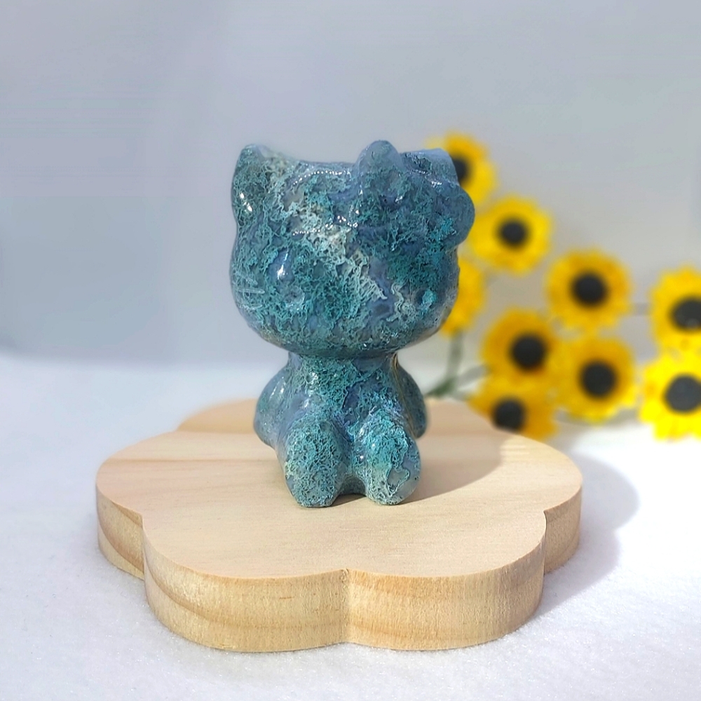 ♡Hello Kitty Moss Agate Carving